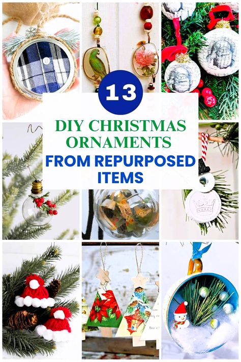 13 Merry Christmas Ornaments Made With Repurposed Items - Petticoat Junktion Finial Christmas Ornaments Diy, Christmas Ornament Upcycle, Upcycled Ornaments Diy, Ornament Repurpose, Repurposed Christmas Ornaments, Upcycle Christmas Ornaments, Upcycled Christmas Ornaments, Upcycled Ornaments, Christmas Ornaments Ideas