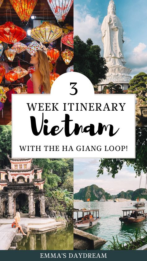 Whether you're looking for a 10 day Vietnam itinerary or you have a month, you won't regret traveling to Vietnam. This 3 week Northern Vietnam Itinerary covers all the things to do in Hanoi, Ninh Binh, Halong Bay, Hoi An, Da Nang, and even includes the Ha Giang Loop! | Vietnam Travel | Vietnam Aesthetic | Vietnam itinerary | Southeast Asia Travel | where to go in Southeast Asia | Backpacking Southeast Asia Aesthetic Vietnam, Southeast Asia Backpacking, Backpacking Southeast Asia, Vietnam Aesthetic, Ha Giang Loop, Things To Do In Vietnam, South East Asia Backpacking, Asia Travel Outfit, Vietnam Destinations