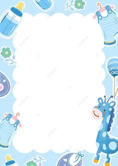 Baby Boy Background Wallpapers, Baby Frame Background Boy, Baby Background Boy, Baby Boy Frame Background, Background Aqiqah, Baby Frame Background, Baby Boy Frame, Giraffe Balloon, Baby Shower Frame