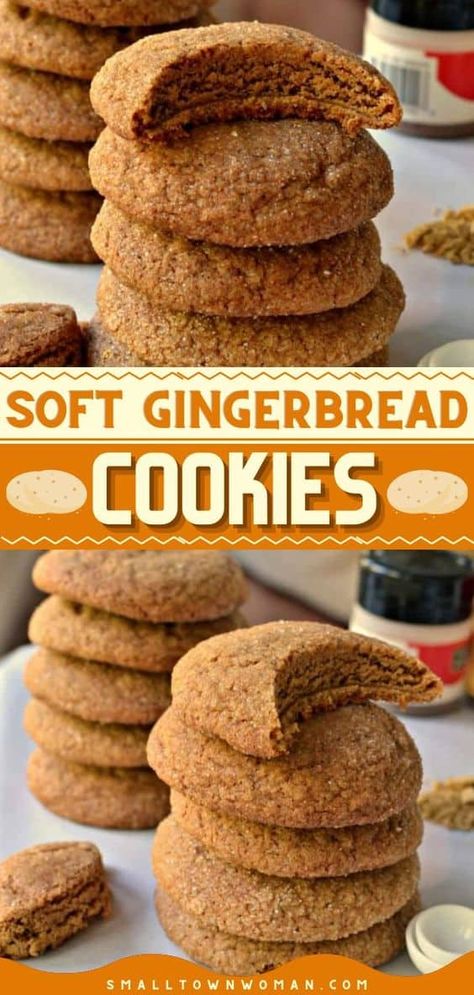 Holiday Baking Recipes Easy, Cookies Soft And Chewy, Easy Holiday Baking, Easy Gingerbread Cookies, Soft Ginger Cookies, Best Gingerbread Cookies, Soft Gingerbread, Resepi Biskut, Soft Gingerbread Cookies