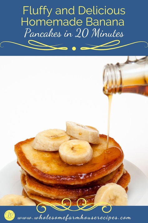 stack of banana pancakes with slices bananas and maple syrup Homemade Banana Pancakes, Banana Pancakes Recipe, Traditional Breakfast, Banana Pancakes, Pancake Recipe, Brunch Recipes, Breakfast Brunch, Breakfast Recipes, Pancakes