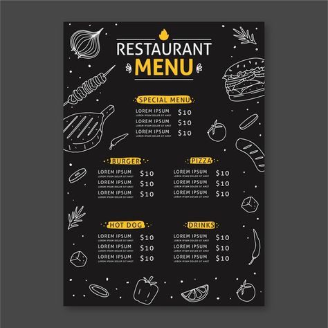 Restaurant menu template design Free Vec... | Premium Vector #Freepik #vector #food #menu #design #template Papan Tulis Kapur, Menu Sushi, Menu Burger, Healthy Restaurant Food, Menu Design Inspiration, Cafe Menu Design, Menu Card Design, Menue Design, Restaurant Poster