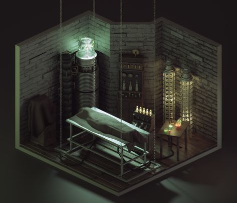 Frankenstein Table, Halloween Laboratory, Frankenstein Lab, Mad Scientist Halloween, Mad Scientist Lab, Isometric Room, Scientist Lab, 2000s Theme, Dr Frankenstein