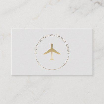 Travel Agent Gold Airplane Logo Business Card | Zazzle #logofolio #brandingdesigner🏝️ Travel Consultant Business, Travel Agent Logo, Airplane Logo, Weddings 2024, Travel Agency Logo, Earth Logo, Chic Business Card, Company Business Cards, Agency Logo