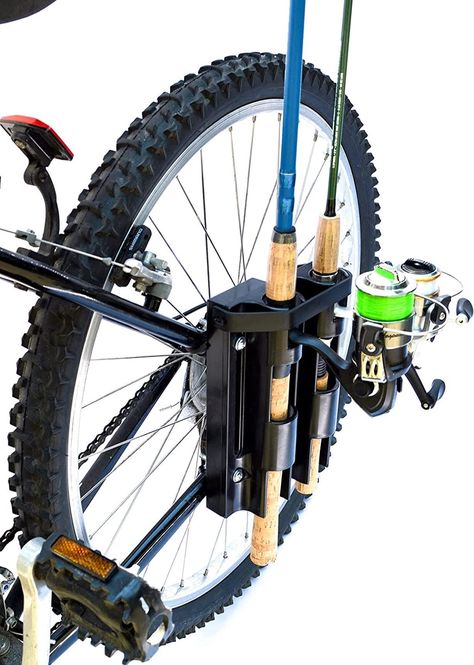 Bike Fisherman - Bike Fishing Rod Holder   Holds Two Rods   Safely Bike with Your Fishing Poles Tightly Secured   Easy Clamp on Rod Carrier for Bicycle Fishing Hunting Gadgets, Fishing Rod Carrier, Fishing Gadgets, Fishing Pole Holder, Fishing Poles, Fishing Storage, Fishing Backpack, Rod Rack, Gear Rack