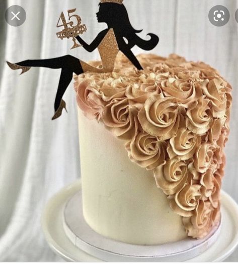 Diva Birthday Cakes, 40th Birthday Cake For Women, Lady Cake, Diva Cakes, Lady Silhouette, Silhouette Cake Topper, Silhouette Cake, Elegant Birthday Cakes, Pink Birthday Cakes