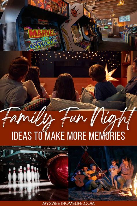 Wanting to make memories and build connection as a family? Try these family fun night ideas you can do at home or out and about- there's one idea for each week of the year! Family Date Night Ideas At Home, Family Art Night Ideas, Family Fun Night At School Activities, Family Night Ideas With Teenagers, Fall Family Night Ideas, Family Game Night Ideas For Kids, Family Fun Night Ideas At Home, Family Night Ideas At Home, Family Fun Night Ideas