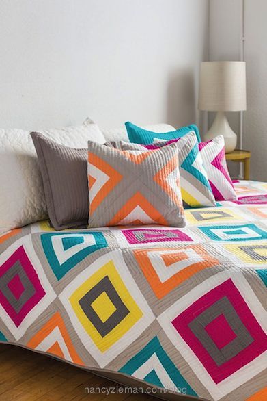 Modern Log Cabin Quilts, Modern Log Cabins, Modern Log Cabin, Quilt Modernen, Log Cabin Quilts, Quilt Baby, Log Cabin Quilt, Colorful Quilts, Contemporary Quilts