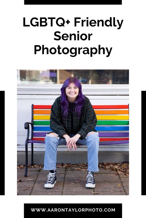 If you identify with the LGBTQ+ community, you may want to do a bit of research before hiring your next photographer. When it’s time for your session, you’ll rest assured knowing that you will be greeted with your preferred pronouns and with an open heart. We’ve all heard of the “exclusive” senior sessions. But photographers who make “inclusive” senior sessions part of their business model and marketing aren’t as widely seen. I’d like to change that, starting with my business. Gender Neutral Senior Pictures, Lgbtq Senior Pictures, Masc Lesbian, Urban Senior Pictures, Unique Senior Pictures, Senior Photography Poses, Celebrating Diversity, Senior Ideas, Aaron Taylor