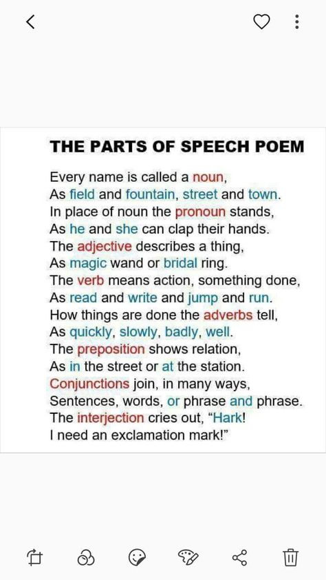 Parts Of Speech Poem, Essay Writing Skills, Teaching Grammar, English Writing Skills, School Help, Parts Of Speech, English Writing, Teaching Writing, Writing Words