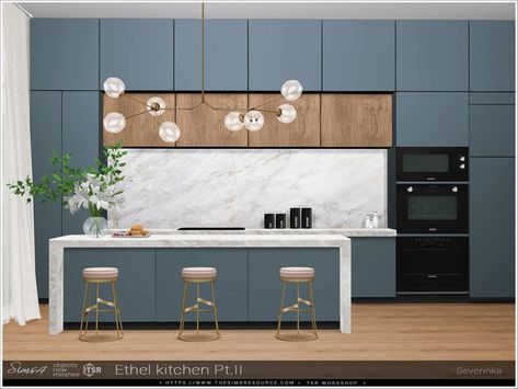 Sims 4 Kitchen Cabinets, Sims 4 Cc Kitchen, Modern Scandinavian Kitchen, Modern Kitchen Set, Sims 4 Cc Furniture Living Rooms, Modern Kitchen Furniture, Texture Of Wood, Sims 4 Kitchen, Resource Furniture