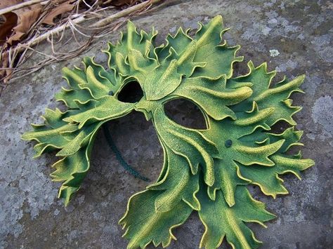 Green Man mask - a bit weird.....? Green Man Mask, Green Man Costume, Guiseppe Arcimboldo, Green Man Sculpture, Wood Spirit, Venetian Masks, Leather Mask, Masks Art, Beltane