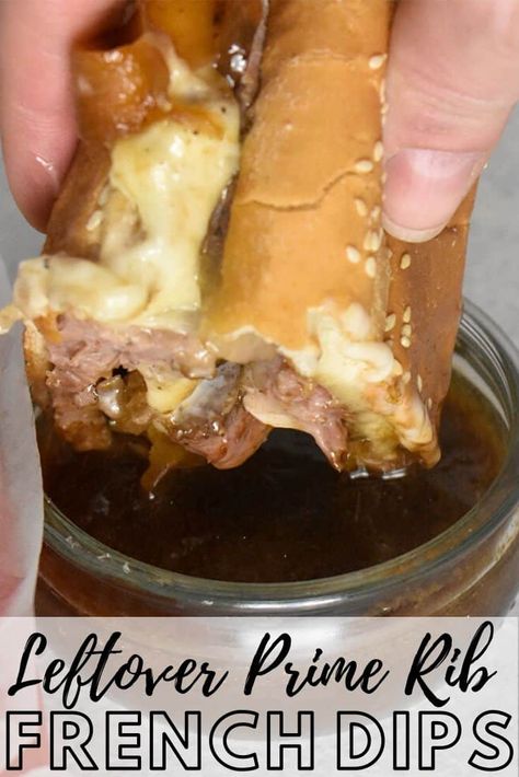 Prime Rib French Dip, Leftover Prime Rib Recipes, Prime Rib Sandwich, Leftover Prime Rib, Rib Sandwich, Prime Rib Roast Recipe, French Dip Sandwiches, Leftover Roast Beef, Beef Dip