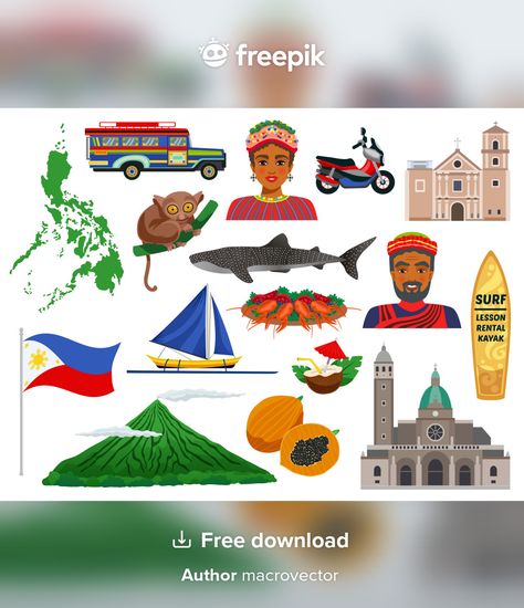 Preamble Of The Philippines, Filipino Icons, Philippines Drawing, About Philippines, Culture Project, Philippines Culture, Travel Icon, Favorite Pins, Traditional Food