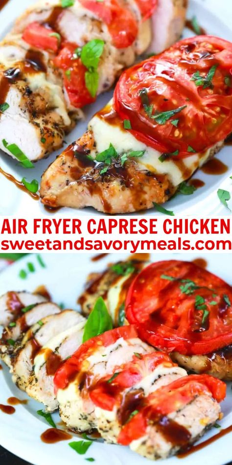 Air Fryer Healthy Chicken, Healthy Air Fryer Chicken Recipes, Airfryer Chicken Breast Recipes, Air Fryer Chicken Dinner, Air Fryer Chicken Breast Recipes Healthy, Caprese Chicken Crockpot, Mozzarella Recipes Healthy, Easy Chicken Breast Recipes Air Fryer, Air Fryer Meal Recipes