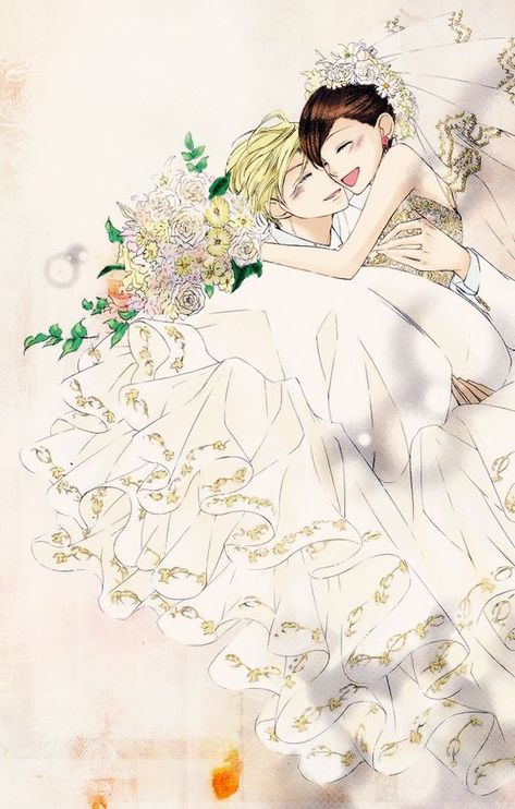 OHSHC- Tamaki and Haruhi got Married, Hooray!!! Host Club, A Drawing, Flowers, Anime