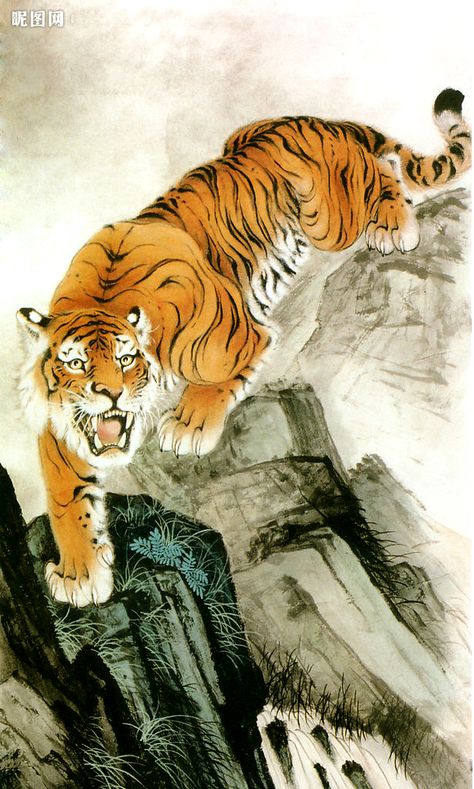 Chinese Painting - crouching Tiger Japanese Tiger Tattoo, Chinese Tiger, Japanese Tiger, Tiger Tattoo Design, Tiger Drawing, Arte Peculiar, Tiger Painting, Big Cats Art, Chinese Brush Painting