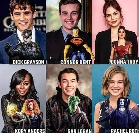 Titans Aesthetic, Titans Characters, Titans Cast, Teen Titans Go Characters, Teen Titans Characters, Teagan Croft, Titans Dc, Conor Leslie, Justice League Characters