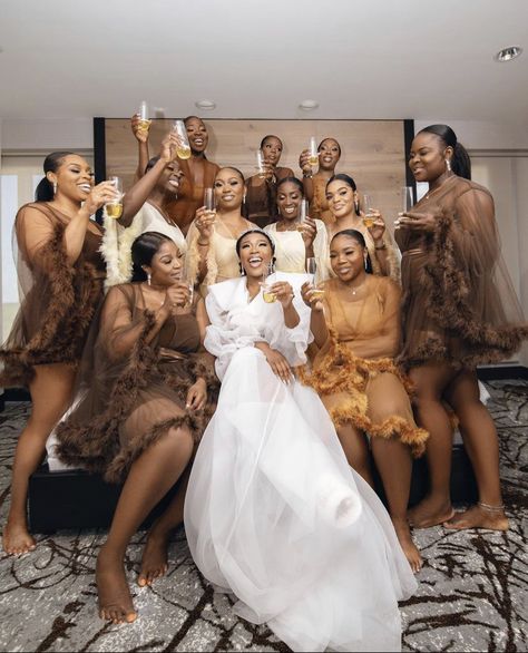 Brown White Wedding Theme, Brown Neutrals Wedding, 50 Shades Of Brown Wedding, Brown And Ivory Wedding, Shades Of Melanin Wedding, Bridesmaid Dresses Brown Shades, Brown Wedding Color Schemes, Gold Bridesmaid Dresses Black Women, Champagne Bridesmaid Dresses Black Women