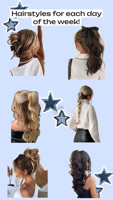 Hairstyles for each day in a week Hair Stylies, Different Hairstyles, Day Of The Week, Each Day, Glow Up?, You Can Do, Hairstyles, Hair Styles, Hair