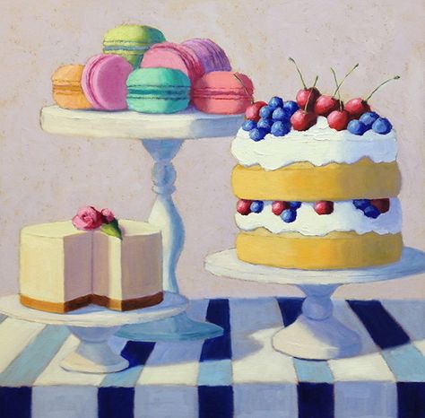 Painting Oil Paint, Food Art Painting, Colorful Donuts, Fake Bakes, Cake Illustration, Wayne Thiebaud, Cy Twombly, Cafe Art, Oil Painting For Sale