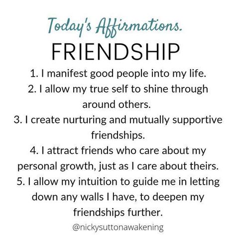 Today's affirmations - Friendship Manifesting Friendship Affirmations, Todays Affirmations, Witchy Affirmations, Friendship Manifestation, Friends Affirmations, Friendship Affirmations, Affirmations Confidence, Healing Affirmations, Gratitude Affirmations