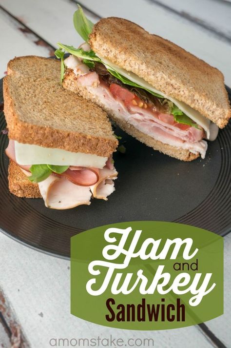 Ham and Turkey Sandwich are a cinch to make! Quick lunch ideas to keep you full and mix up the boring routine. Toasted sandwiches! Ham And Turkey Sandwich, Sandwich Turkey, Ham Sandwich Recipes, Turkey Sandwiches Recipes, Toasted Sandwiches, Easy Sandwich Recipes, Turkey Ham, Easy Ham, Turkey Sandwich