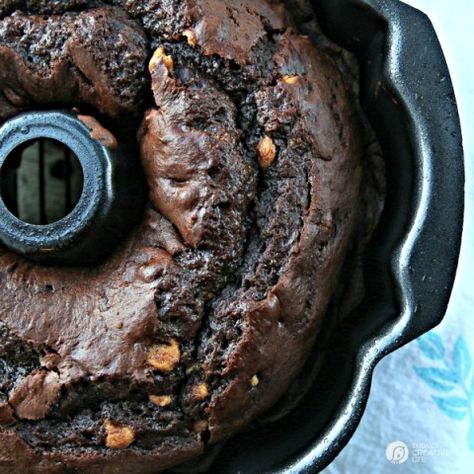 Chocolate Peanut Butter Chip Bundt Cake | Using a cake mix, instant pudding and a few other ingredients, makes this bundt cake the best cake recipe ever! Click the photo for the recipe! Best Cake Recipe Ever, Peanut Butter Bundt Cake, Vegetarian Chocolate Cake, Peanut Butter Desserts, Best Cake Recipes, Oreo Dessert, Bundt Cakes Recipes, Peanut Butter Chips, S'mores