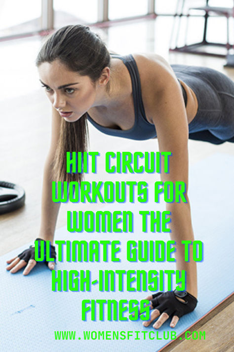 Dynamic image of a woman performing a high-energy HIIT circuit workout at home, including exercises like jumping jacks, burpees, and mountain climbers. The setup features a yoga mat and water bottle, emphasizing cardio, strength, and quick results. Easy Hiit Workout At Home, Hiit Circuit Workout Gym, Athletic Conditioning Workouts, Hit Workouts For Women, Circuit Workout With Weights, Hiit Circuit Workout, Circuit Workout Gym, Hiit Workouts At Gym, Hiit Workouts At Home