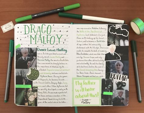 Draco Malfoy Journal #dracomalfoy #pottah #journal Draco Malfoy Journal Page, Harry Potter Journal Ideas Aesthetic, Draco Malfoy Journal, Harry Potter Journal Pages, Gryffindor Journal, Slytherin Journal, Hogwarts Journal, Harry Potter Infographic, Harry Potter Diary