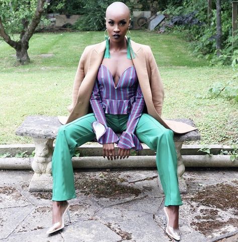 Shaved head bald fashion Baldie Baddie, Bald Fashion, Skinhead Reggae, Real Women Fashion, Alopecia Hairstyles, Shaved Heads, Bald Head Women, Bald Girl, Bald Hair