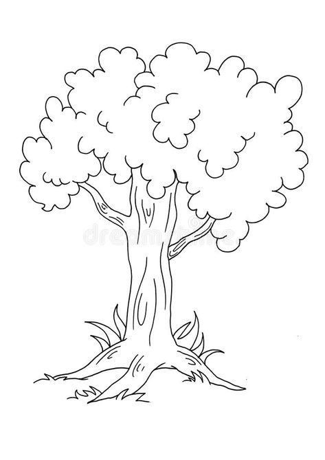 Drawings Of Trees Easy, Basic Tree Drawing, Trees Drawing Simple, How To Draw A Tree Easy, Trees Easy Drawing, Tree Drawing Simple Easy, Tree Sketches Simple, Black And White Tree Drawing, Tree Drawing Black And White