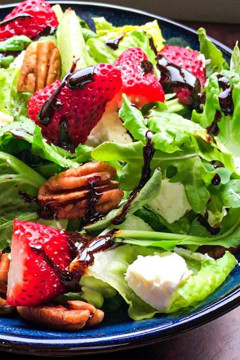 Strawberry Feta Salad, Scotch Eggs Recipe, Strawberry Feta, Romaine Salad, Strawberry Balsamic, Scotch Eggs, Salad Dishes, Refreshing Salad, Strawberry Salad