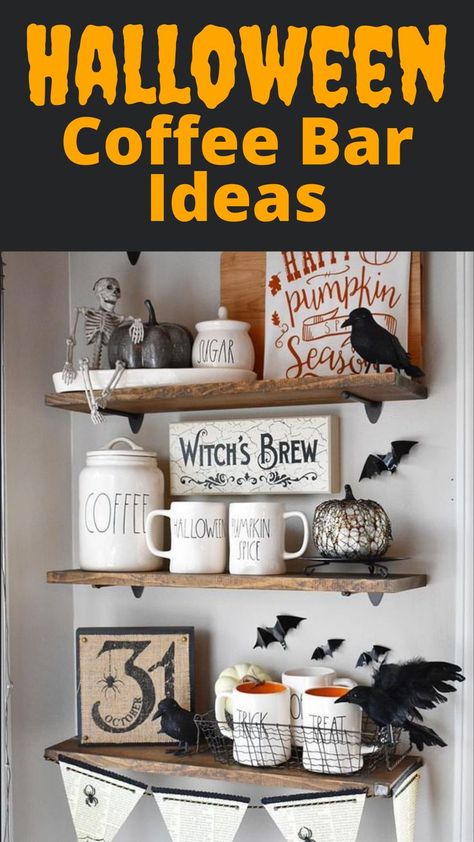 Cafe Decor Ideas, Halloween Coffee Bar, Halloween Themed Drinks, Restaurant Table Design, Wine Bar Decor, Best French Press, Coffee Cup Crafts, Diy Coffee Station, Cafe Business