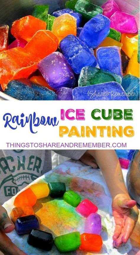 Rainbow Ice Cube Painting Cube Painting, Ice Cube Painting, Rainbow Fish Activities, Rainbow Fruit Kabobs, Rainbow Waffles, Rainbow Activities, Fish Activities, Nursery Activities, Rainbow Fruit