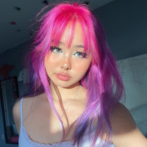 hair, hairstyles, hair color trends, colored hair, hairstyles for long hair, bangs, at home Purple Hair Color, Pink Purple Hair, Rainbow Hair Color, Candy Hair, Neon Hair, Dyed Hair Inspiration, Dye Colors, Hair Color Purple, Pretty Hair Color