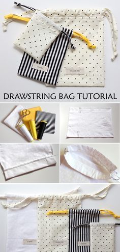 Diy Drawstring Bag, Syprosjekter For Nybegynnere, Drawstring Bag Tutorial, Drawstring Bag Tutorials, Diy Sy, Fabric Crafts Diy, Diy Fabric Crafts, Diy Projektit, Sewing Machine Projects