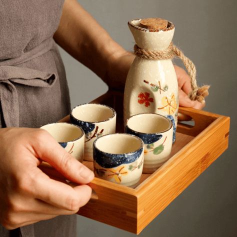 Wooden Candle Stand, Sake Cups, Japanese Sakura, Sake Bottle, Bamboo Tray, National Flower, Sake Set, Ceramic Tray, Cherry Blossom Flowers