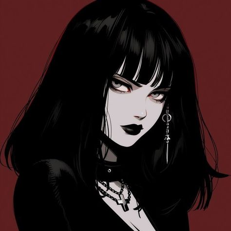 Goth Anime, Anime Goth, Goth Girl, Digital Art Anime, Pfp Ideas, Profile Pics, Art Anime, Profile Pictures, Cute Anime