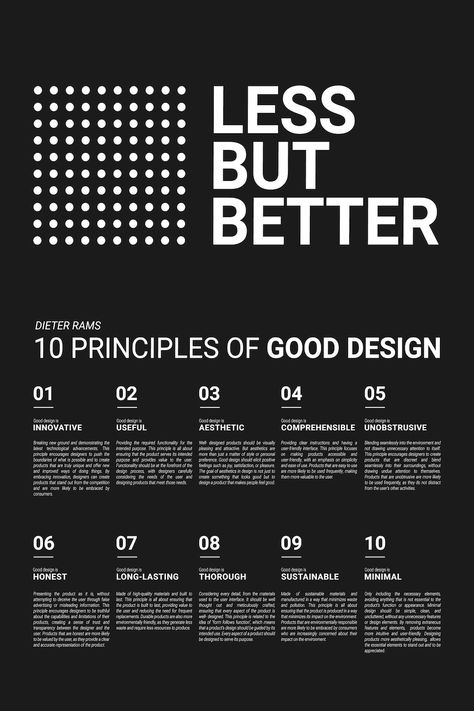 Dieter Rams Design, Dieter Rams, Typography Art Print, Office Poster, Bauhaus Design, Design Ui, Good Design, Typography Art, Unframed Art