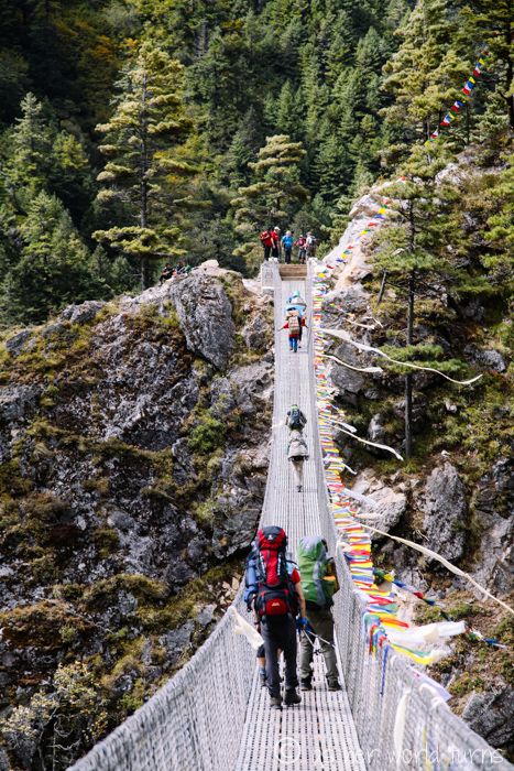 Suspension bridge -- Trekking to Everest Base Camp in Nepal -- READ MORE: http://www.asherworldturns.com/mt-everest-at-a-glance/ Everest Vbs, Mount Everest Base Camp, Monte Everest, Mt Everest, Everest Base Camp Trek, Everest Base Camp, Full Time Travel, Nepal Travel, Base Camp