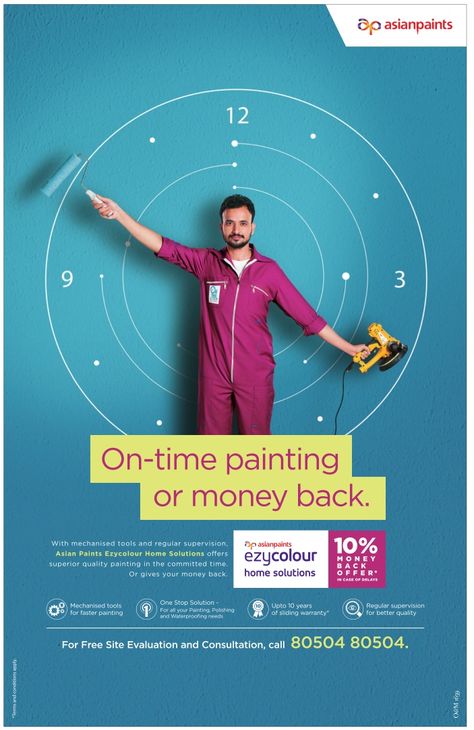 asian-paints-on-time-painting-or-money-back-ad-times-of-india-mumbai-28-9-17 Banks Ads, Real Estate Banner, Adobe Design, Painted Post, Typo Design, Asian Paints, Church Poster Design, Home Solutions, Time Painting