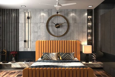 Rohit Sethi | Architect & Interior Designer | Jaipur | This latest bedroom design is the ultimate example of sophistication, where the soothing grey tones beautifully contrast with the vibrant… | Instagram Orange Bed, Design Architect, Soothing Colors, Grey Tones, Home Interiors, Architectural Design, Vibrant Orange, Interior Designer, Bedside Table