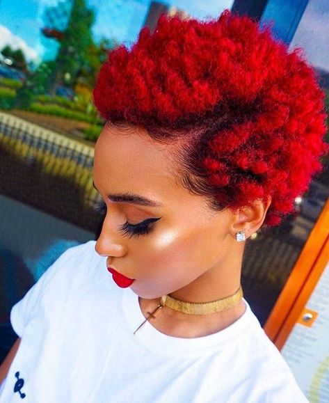 Red afro love | Black Beauty Bombshells | Hair, Beauty, Food, Travel & Lifestyle Afro Hair Red, Red Afro, Short Dyed Hair, Temporary Hair Dye, Natural Hair Short Cuts, Black Hair Dye, Short Hair Black, Cute Short Haircuts, Dyed Natural Hair