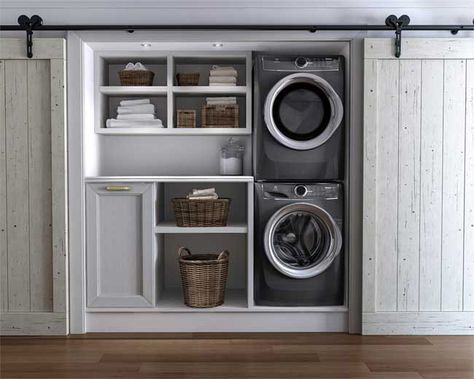 Front Load vs Top Load Washer Showdown: Is There a Winner? Laundry Room Stackable, Stacked Laundry, Laundry Room Storage Shelves, Washer Dryer Set, Small Laundry Room Organization, Room Storage Diy, Stackable Washer And Dryer, Modern Laundry Rooms, Basement Makeover