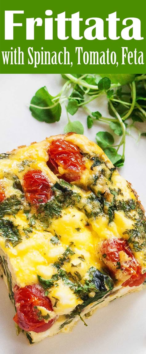 Tomatoes And Feta Cheese, Tomato Frittata, Tomato And Feta, Tomatoes And Feta, Spinach Tomato, Spinach Feta, Frittata Recipes, Spinach And Cheese, Spinach And Feta