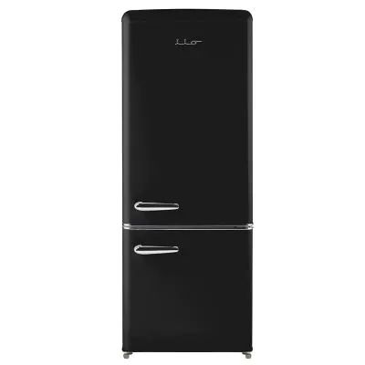 7 cu. ft. Retro Bottom Freezer Refrigerator Fridge Sizes, Black Refrigerator, Bar Fridge, Retro Refrigerator, Refrigerator Cabinet, Compact Fridge, Black Energy, Bottom Freezer Refrigerator, Kitchen Appliances Refrigerators