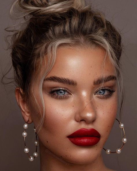 PORTFOLIO | Tamara Williams Red Lip Makeup Look, Pain Of Discipline, Tamara Williams, Zendaya Makeup, Red Lips Makeup Look, Red Lipstick Makeup, Beautiful Freckles, Glam Aesthetic, Beautiful Lipstick