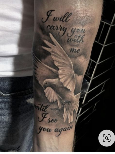 Rip Tattoos For Dad, Minimalist Symbols, Vines Tattoo, Pigeon Tattoo, Quetzalcoatl Tattoo, Tattoos For Dad Memorial, Memorial Tattoo Quotes, Rip Tattoo, Half Sleeve Tattoos Forearm