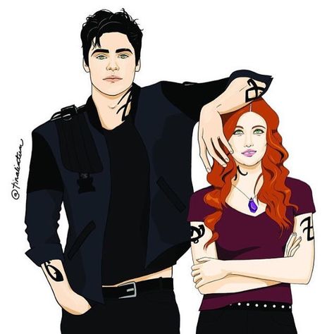 Clary and Alec Fanart #Shadowhunters #TMI ~ The Mortal Instruments Clary Fray & Alec Lightwood • Katherine Mcnamara Matthew Daddario Alec And Jace, Clary Y Jace, Immortal Instruments, Lady Midnight, Clary And Jace, Shadowhunters Tv Show, Cassandra Clare Books, Shadowhunters Malec, Jace Wayland